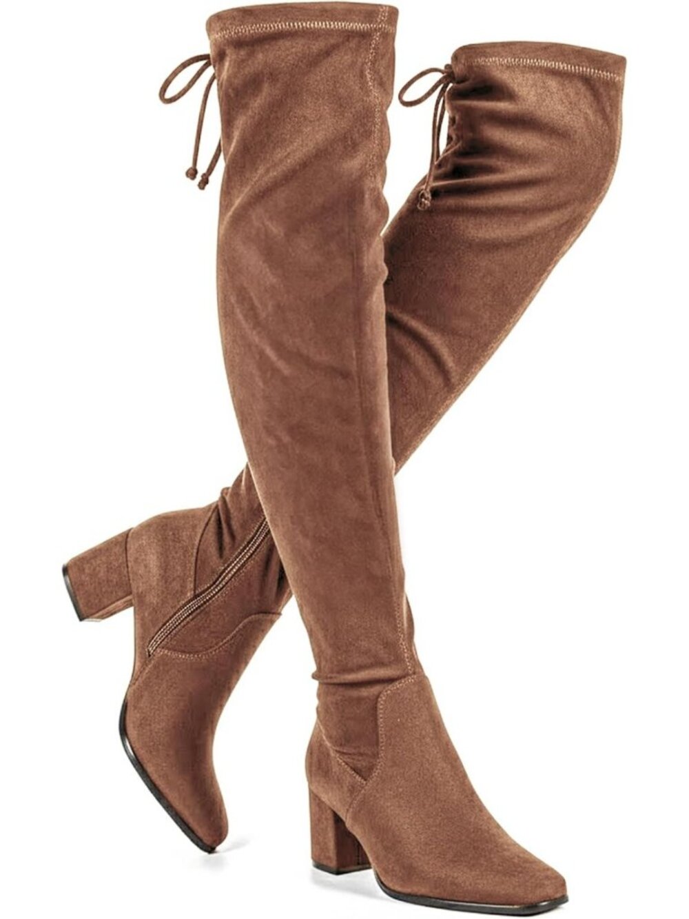 Chic Square Toe 2.5in Thigh High Suede Over the Knee Boots for Women